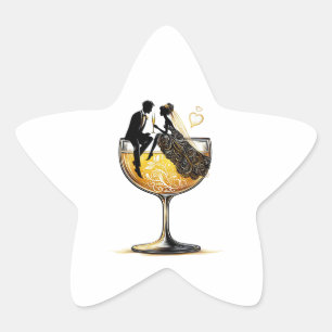 Sticker Étoile Champagne Couple