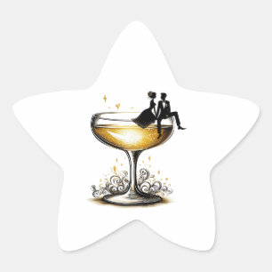 Sticker Étoile Champagne Couple