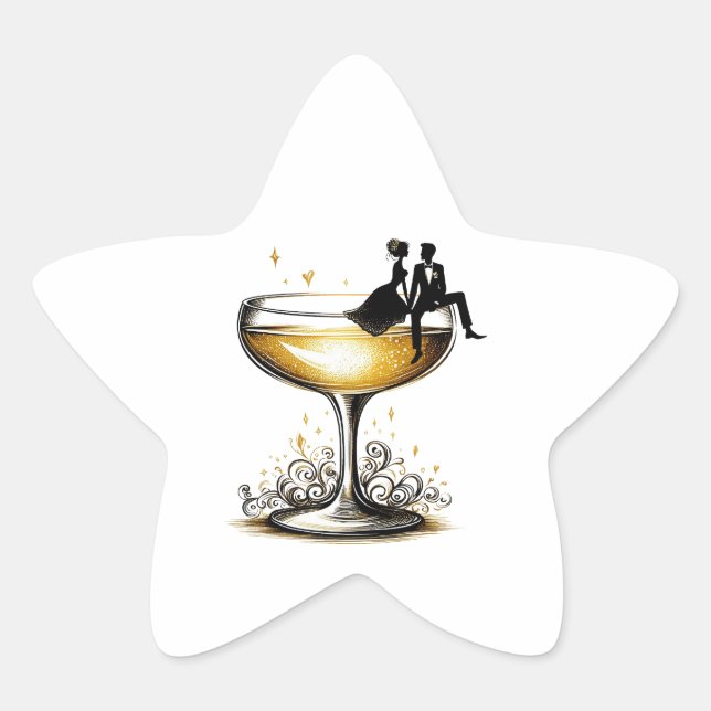 Sticker Étoile Champagne Couple (Devant)