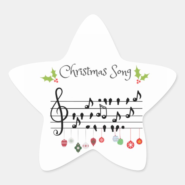 Sticker Étoile Chanson de Noël chant des oiseaux (Devant)