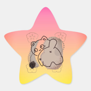 Sticker Étoile Chat joueur avec fil de laine