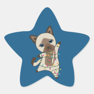 Sticker Étoile Chat Noël Neige hiver Animaux Chats Star Sticke