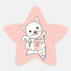 Sticker Étoile Chat Noël Neige hiver Animaux Chats Star Sticke