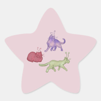 Sticker Étoile Chats Aliens Espace Fantaisiste Chat Drôle Sci-Fi