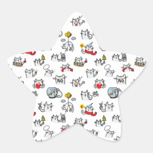 Sticker Étoile Chats amusants, lait et magie.