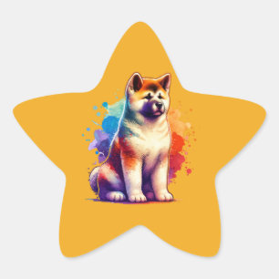 Sticker Étoile Chien Akita Inu