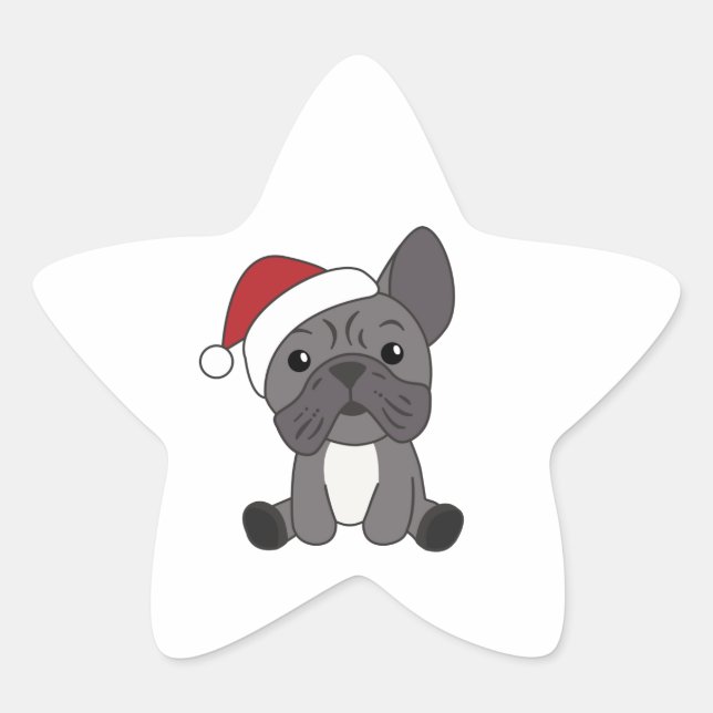Sticker Étoile Chien de Noël Chien de Noël Neige Animaux d'hiver  (Devant)