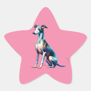 Sticker Étoile Chien gris italien