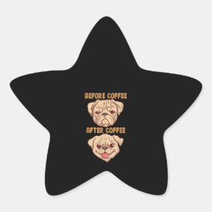 Sticker Étoile Chien mignonne drôle Carlin humeur avant après le