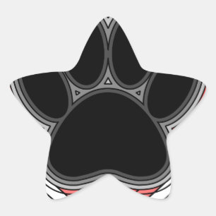 Sticker Étoile Chien Paw Dans Le Coeur Rouge Avec Les Outlines