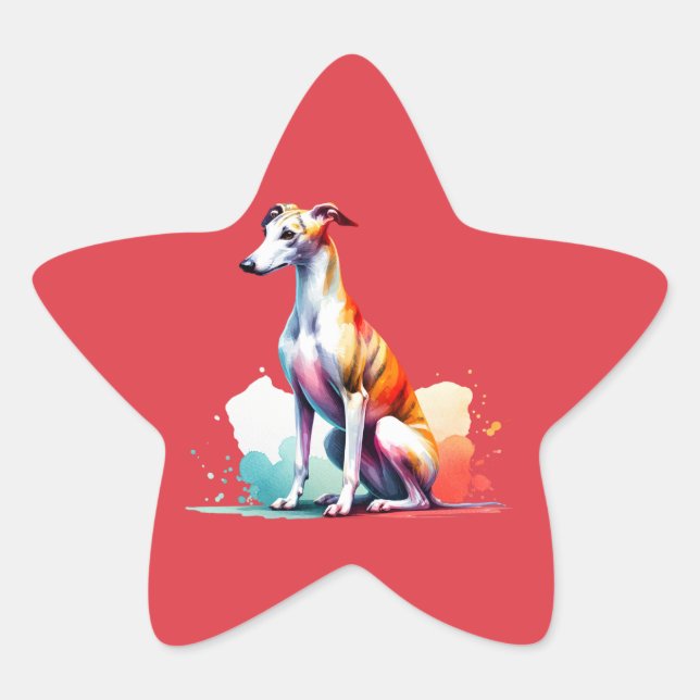 Sticker Étoile Chien Whippet (Devant)