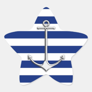 Sticker Étoile Chrome comme Ancre mince sur les rayures nautiques