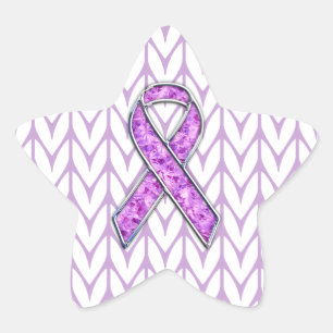 Sticker Étoile Chrome style Crystal Pink Ribbon Awareness Knit
