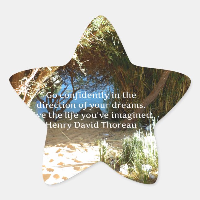 Sticker Étoile Citation du rêve motivationnel Henry David Thoreau (Devant)
