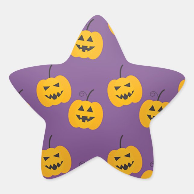 Sticker Étoile Citrouille d'Halloween mignonne violet (Devant)