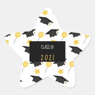 Sticker Étoile Classe De Graduation Cap Ballons Étoiles Motif