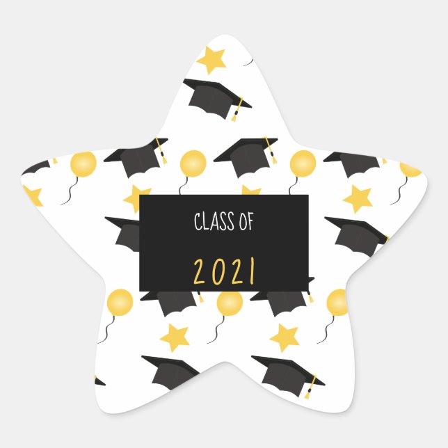 Sticker Étoile Classe De Graduation Cap Ballons Étoiles Motif (Devant)