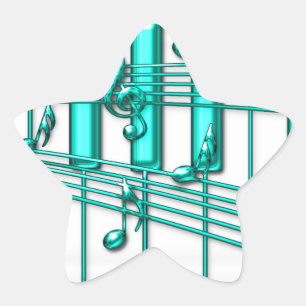 Sticker Étoile Clavier Turquoise Piano