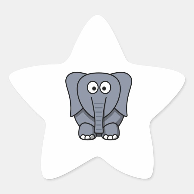 Sticker Étoile Clipart Eléphant Cartoon Cute (Devant)