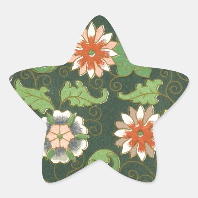 Sticker Étoile Cloisonne Chine Patter Asiatique Oriental (Devant)