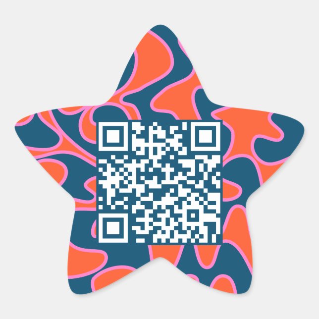 Sticker Étoile Code QR Marine Bleu orange brillant Cool moderne (Devant)