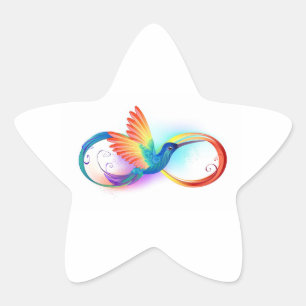Sticker Étoile Colibri arc-en-ciel avec symbole Infinity