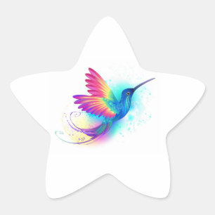 Sticker Étoile Colibri arc-en-ciel exotique