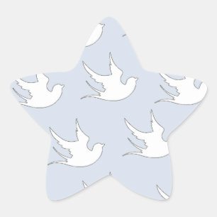 Sticker Étoile colombes blanches sur bleu