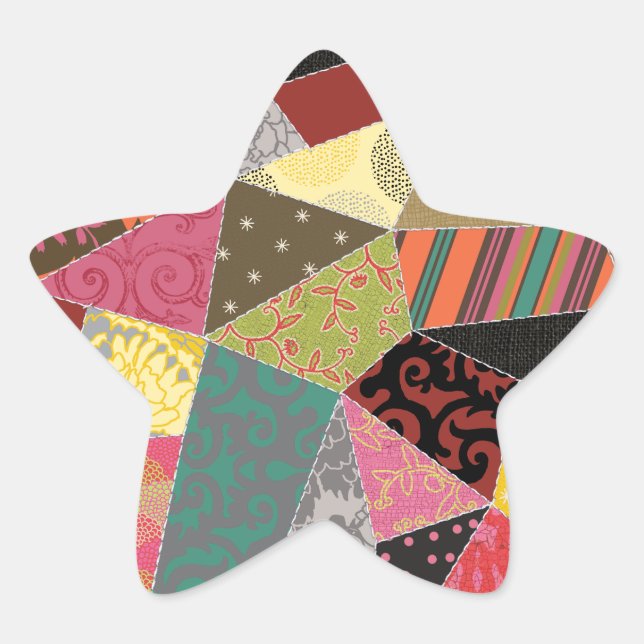 Sticker Étoile Coloré Crazy Quilt Motif (Devant)