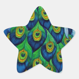Sticker Étoile Conception classique de paon et libellule