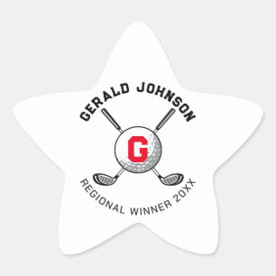 Sticker Étoile Conception de monogramme de golf sur mesure