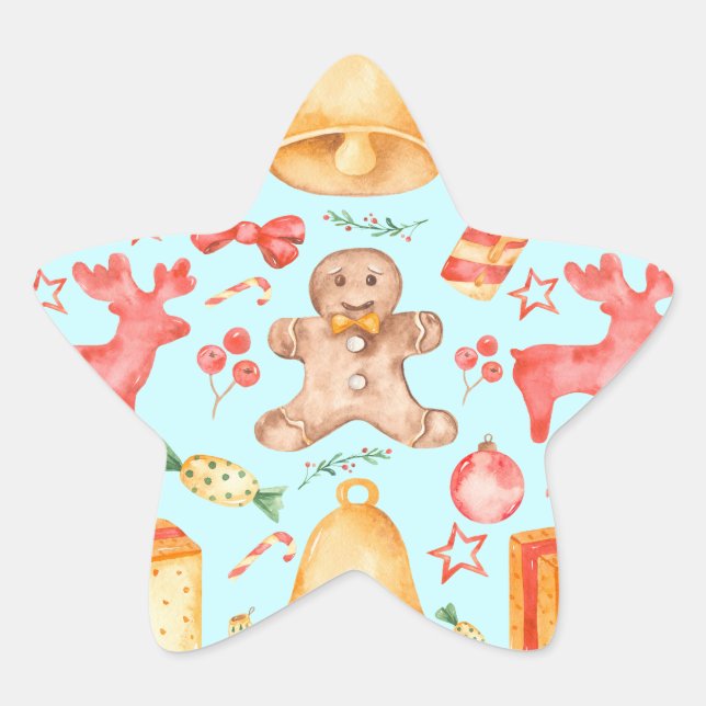 Sticker Étoile Cookies et bonbons de Noël (Devant)