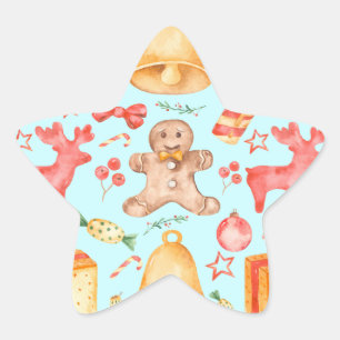 Sticker Étoile Cookies et bonbons de Noël