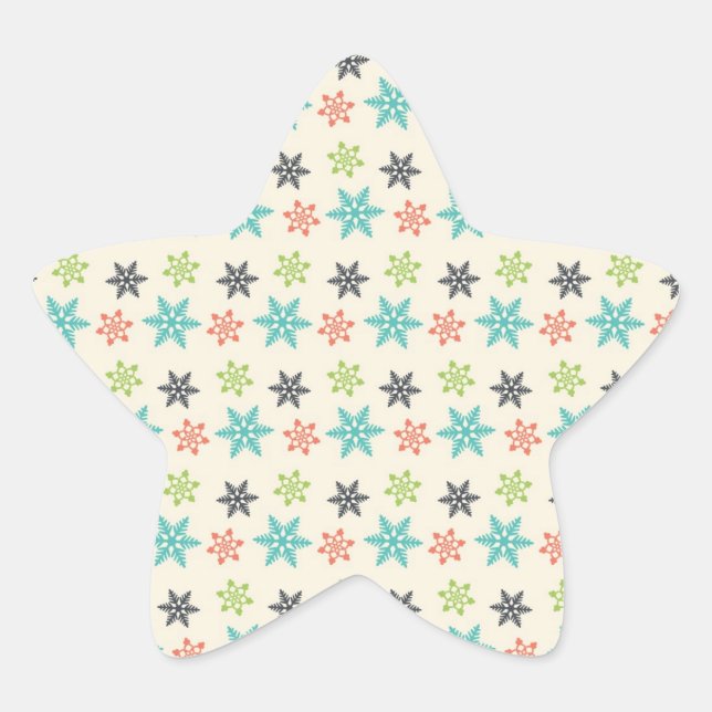 Sticker Étoile Cool Retro Noël Pastel Flammes de neige (Devant)