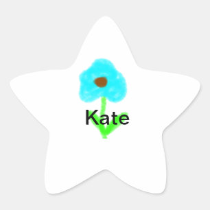 Sticker Étoile Couleur d'eau bleu vert ajouter votre nom texte pe