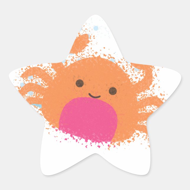 Sticker Étoile Crabe caricaturale orange (Devant)