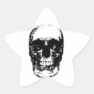 Sticker Étoile Crâne d'art pop noir et blanc