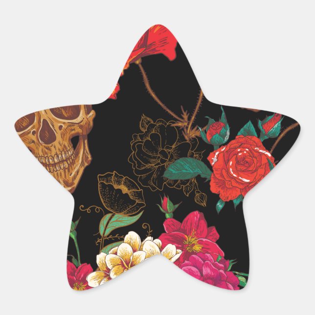 Sticker Étoile crâne floral (Devant)