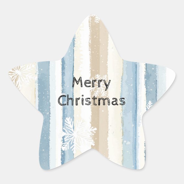 Sticker Étoile Crème bleue Stripes Snowflakes (Devant)