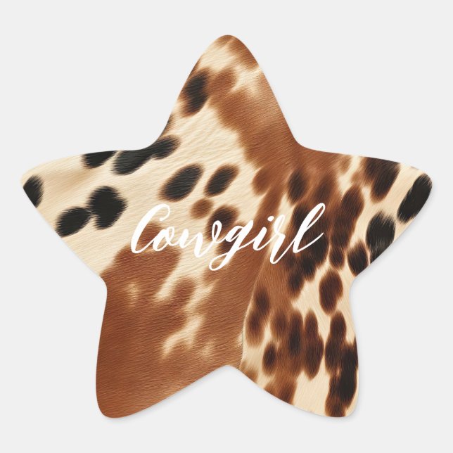 Sticker Étoile Crème Western Cowboy Brown Noir Cowhide (Devant)