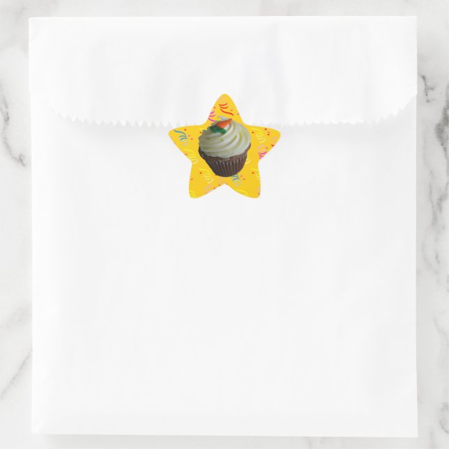 Sticker Étoile Cupcake de carottes avec Confetti (Sac)