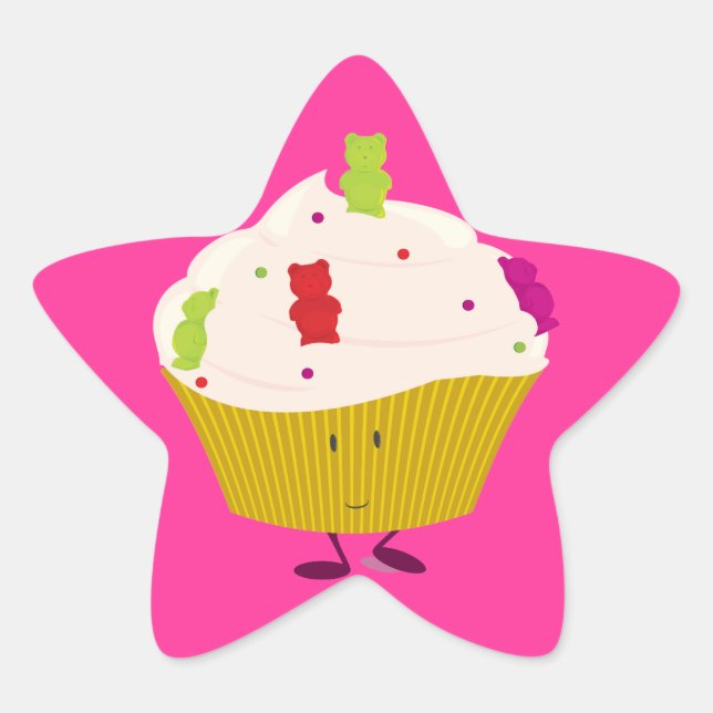 Sticker Étoile cupcake pour ours gummy souriant (Devant)