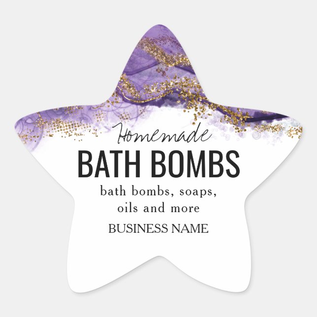 Sticker Étoile custom homemade bath bombs label (Devant)