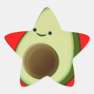 Sticker Étoile Cute Avocado Dans Le Coeur Rouge