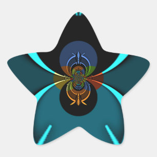 Sticker Étoile Cyan Abstrait Art Print