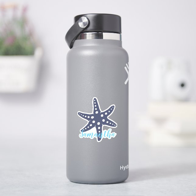 Sticker Étoile de mer Nom Bleu Minuit (HydroFlask)