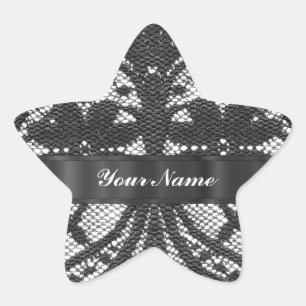 Sticker Étoile Dentelle noire personnalisée