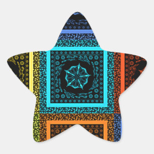 Sticker Étoile Design d'art Motif multicolore de charme À damiers