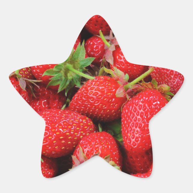 Sticker Étoile Design de fraises fraîches rouges (Devant)