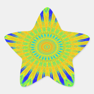 Sticker Étoile Design Motif africain en vert et en or